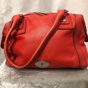 Fossil vintage leather purse coral orange color